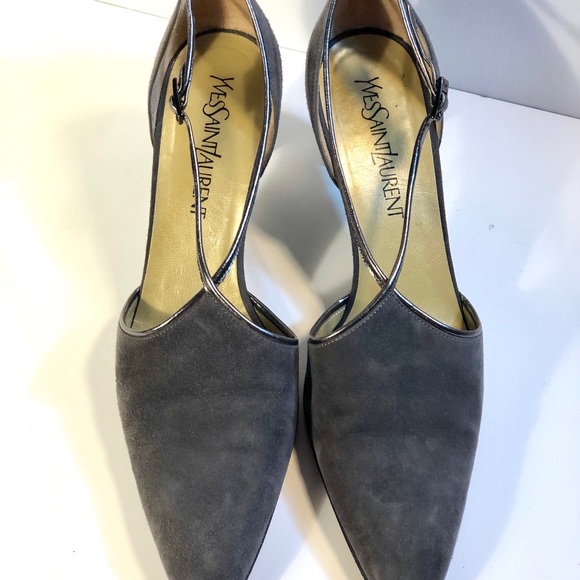 Yves Saint Laurent | Shoes | Yvette Saint Laurent Gray Suede Kitten ...